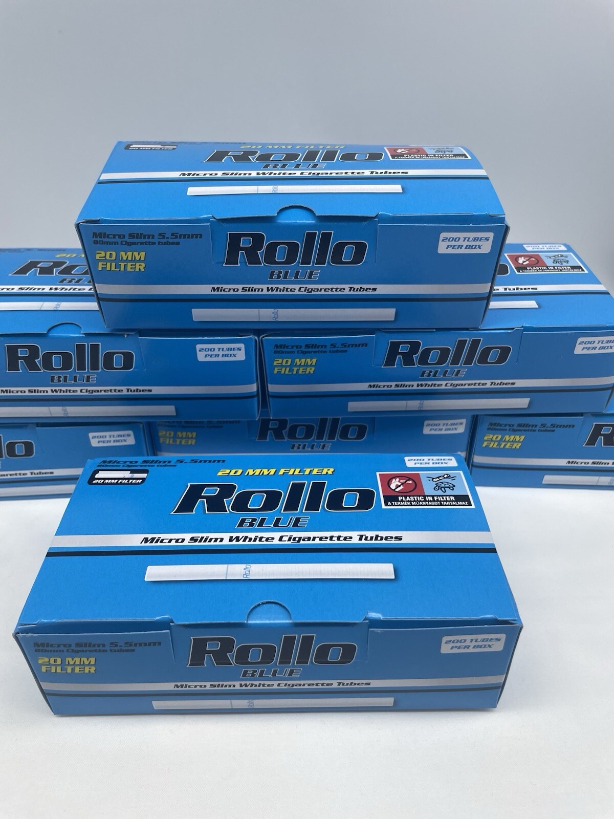 600 X Rollo 5.5mm Micro Slim Blue 20mm Filter Tubes. FREE SH