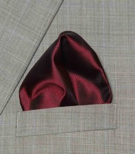 Gascoigne Pocket Square Red Micro Grid Pattern Men's