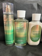 3 Bath  Body Works Coconut Lime Verbena Fine Fragrance Mist Body Wash Lotion