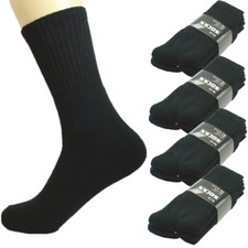 3-12 Pairs For Mens Black Sports Athletic Work Crew Socks Cotton Size 9-11 10-13