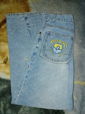 Rocawear Authentic Boys Blue/Yellow Design Size 14, 100 Cotton Faded Jeans