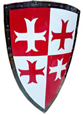 Réplique bouclier armure chevalier bataille croix calibre 18 médiéval templier