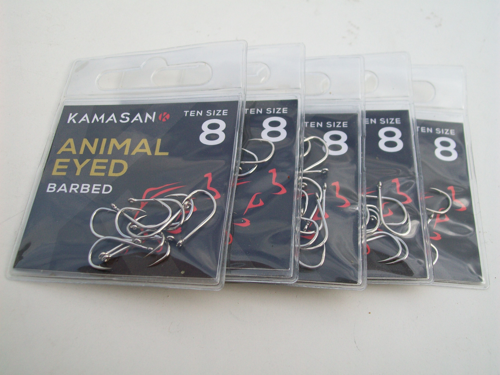 50 x Kamasan Animal Eyed Barbed Hooks. Size 8. Ideal for Big Fish & Big Baits.
