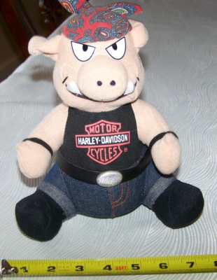 Harley Davidson cycles Hog Plush Biker Pig Stuffed Animal Play By