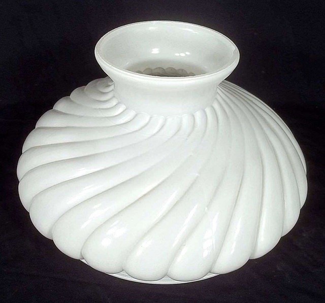 VINTAGE MID 20th CENTURY SWIRLED MILK GLASS STUDENT OIL LAMP SHADE eBay