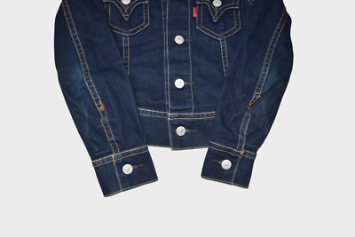 Levis Denim Jacket Womens S Type 1 Iconic Dark Wash Jean Made in