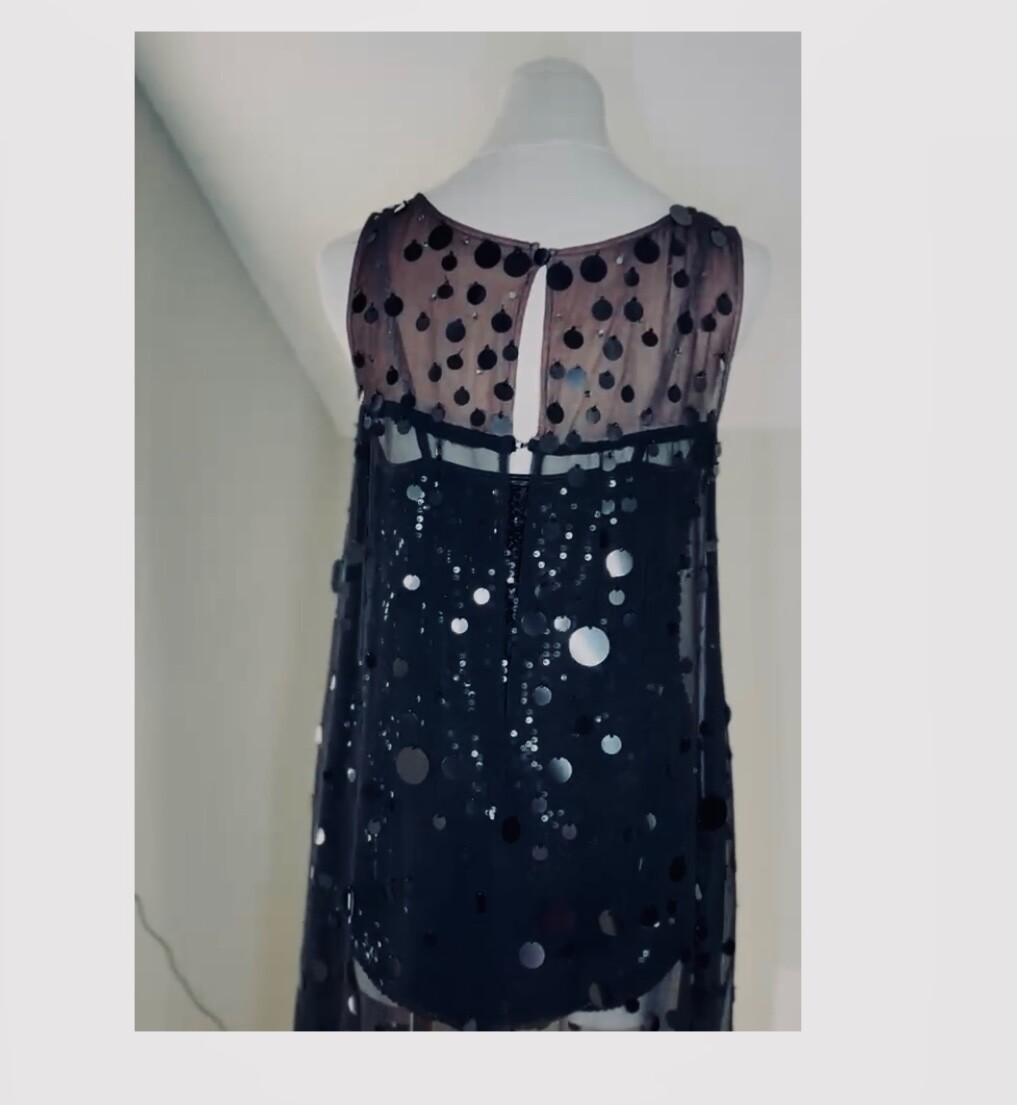 Black Dance Costume with Sequin Leotard and sheer ove… Gem