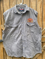 Sturgis Motorcycle Bike Week 2006 Cut Off Vest Button Shirt Mens 2XL Gray