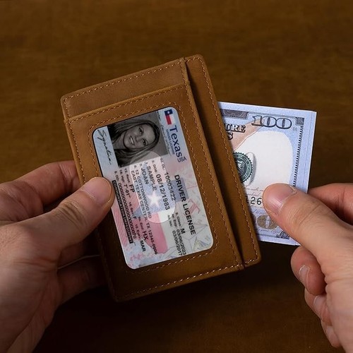 Texas Armadillo Lone Star On Card Holder Slim Front Pocket PU Leather Wallet. - Picture 4 of 7