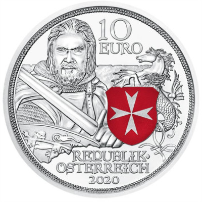 2020 10 Euro Austria Knights Tales Silver Proof Coin Fortitude Hospitallers