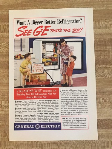 1940 National Geographic Magazine Color General Electric Refrigerator Ad - Picture 2 of 2