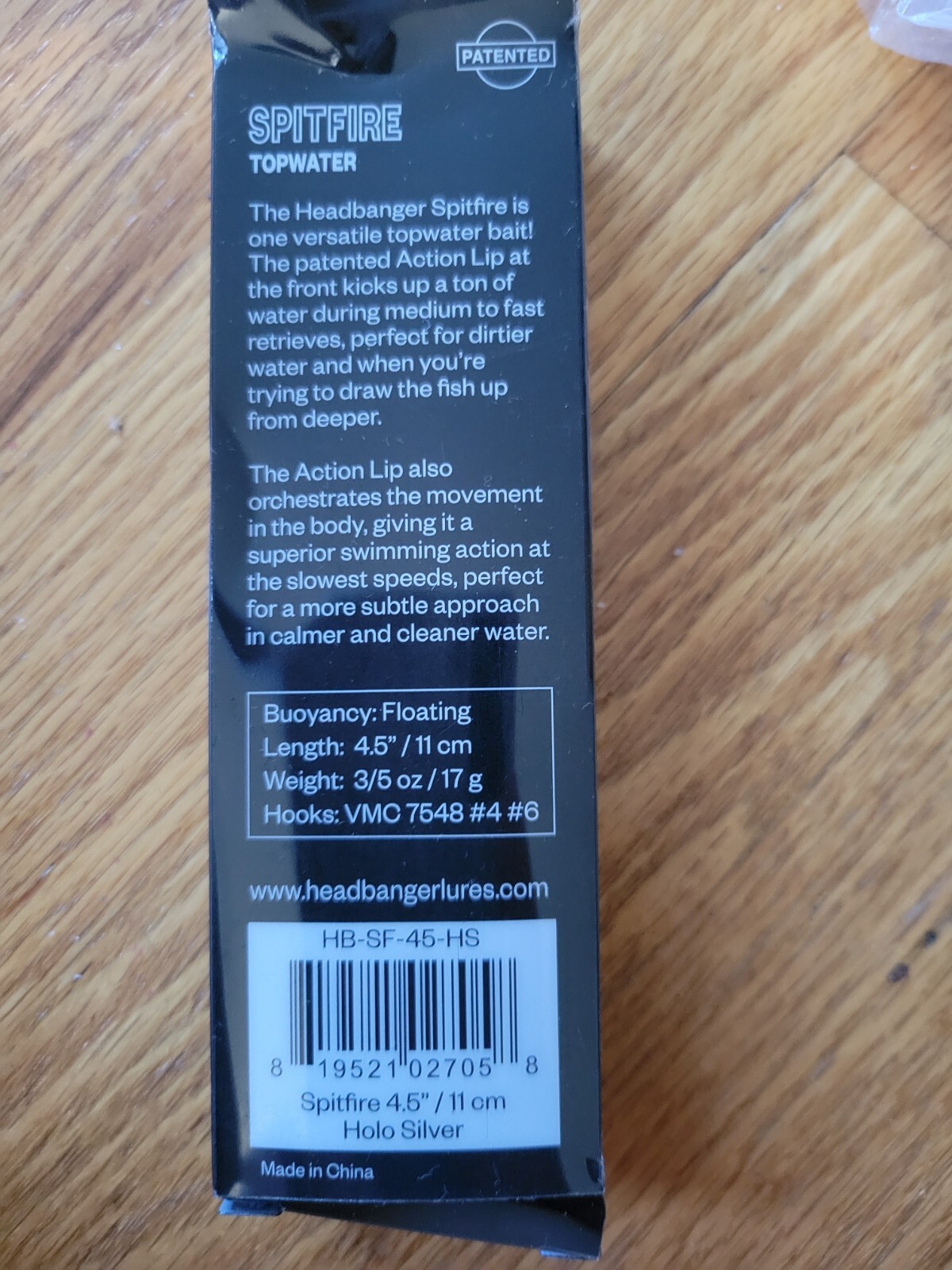 Headbanger Top Water Spitfire Holo Silver 4.5"/11CM HBSF45HS Fishing