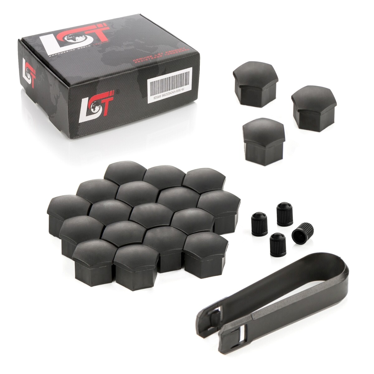 20x Rims Wheel Bolt Shrouds Hexagon 0 21/32in Black Matte for Opel