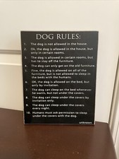 Dog Rules Funny Wood Sign 9.5x7.5  