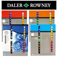 Image of DALER ROWNEY SIMPLY PAINTS 24 x 12ml - WATERCOLOUR-GOUACHE-OIL-ACRYLIC SETS