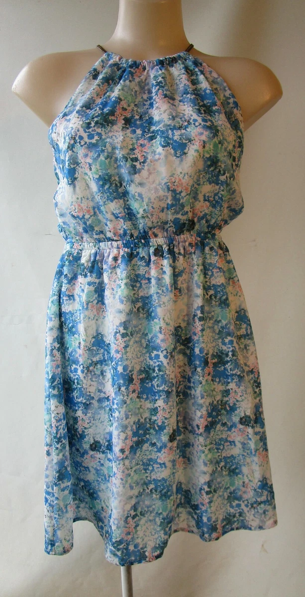 TEMT Dress Size 8 sleeveless blue white print lined eBay
