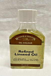 VINTAGE Linseed Oil Winsor & Newton Oil Color Refined Glass Bottle 75 Ml Opened
