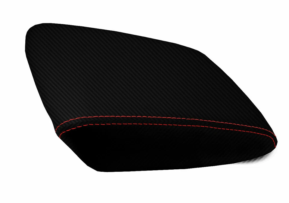 Tapa de consola reposabrazos cubierta de fibra de carbono para Acura TL 2004-2008 puntada roja Foto 4 de 4