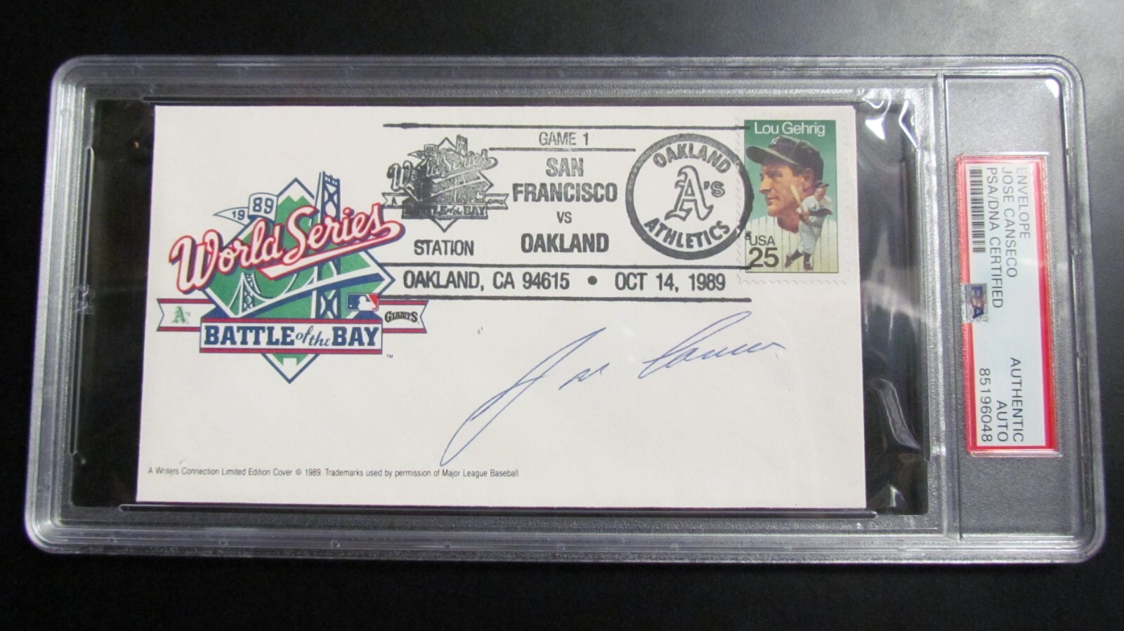 Jose Canseco signed First Day Cover FDC PSA Certified Encapsulated 