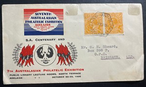 1938 Adelaide Australia First Day Cover FDC To Brisbane 7th Philatelic Exhibit