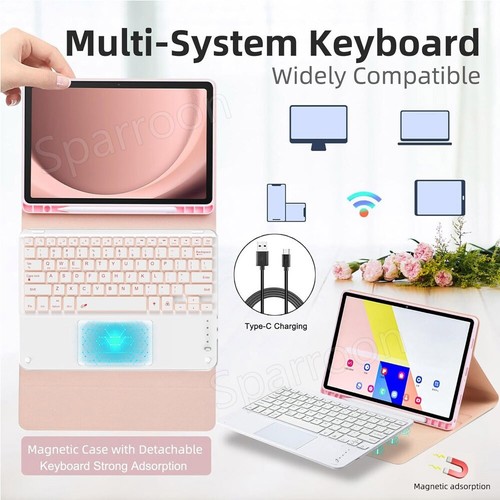 Backlit Touchpad Keyboard Case Mouse For Samsung Galaxy Tab S8 S9 S10 FE A9 Plus - Picture 13 of 59