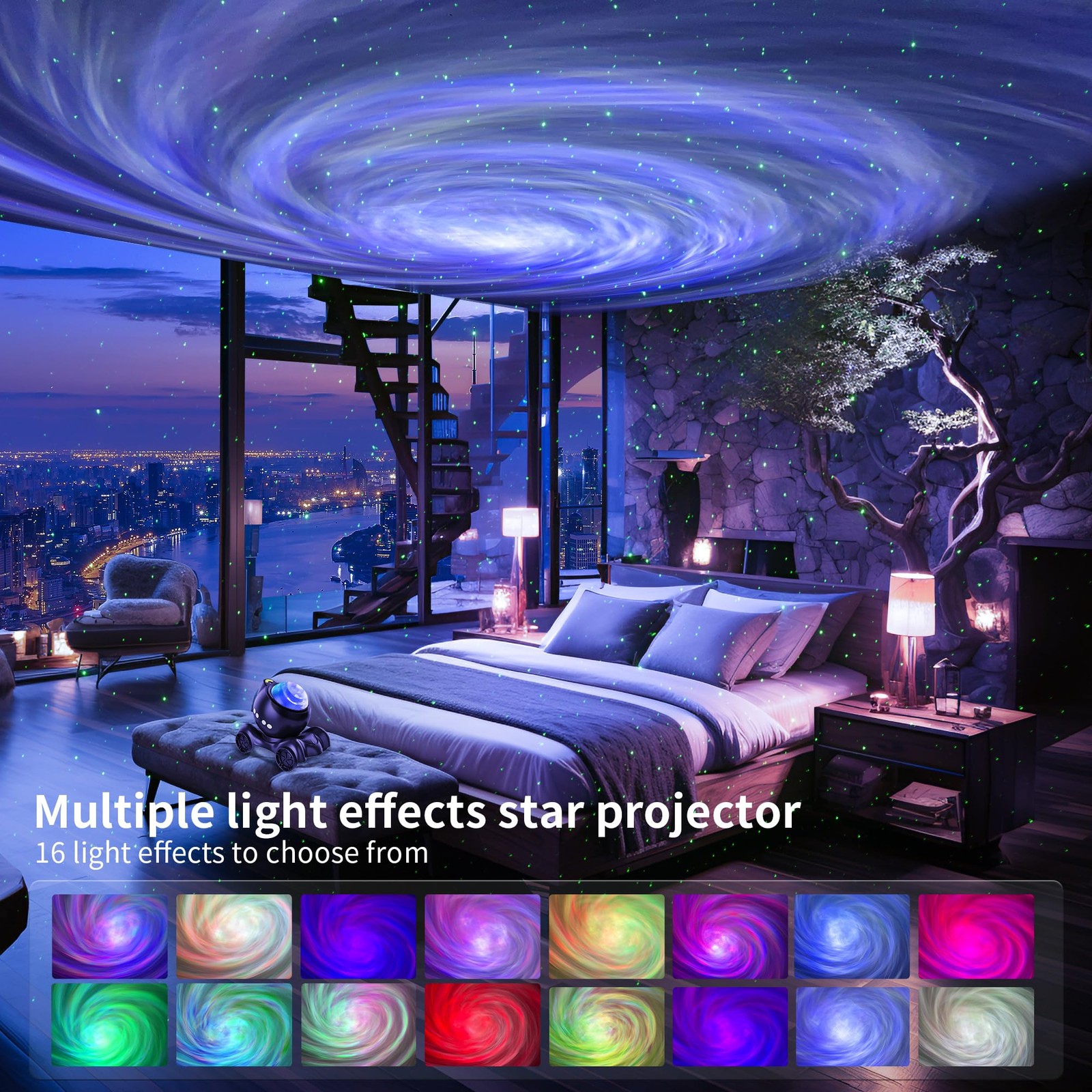 Galaxy Projector, Star Aurora Projector Built-in Bluetooth Speaker, Night Lig...