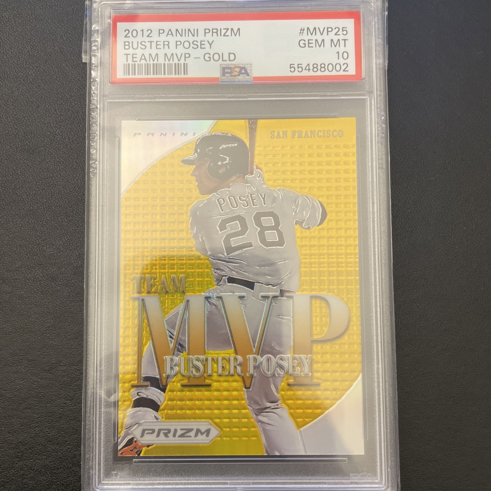 2012 Panini Prizm Buster Posey Team MVP-Gold 10/10 #MVP25 PSA 10