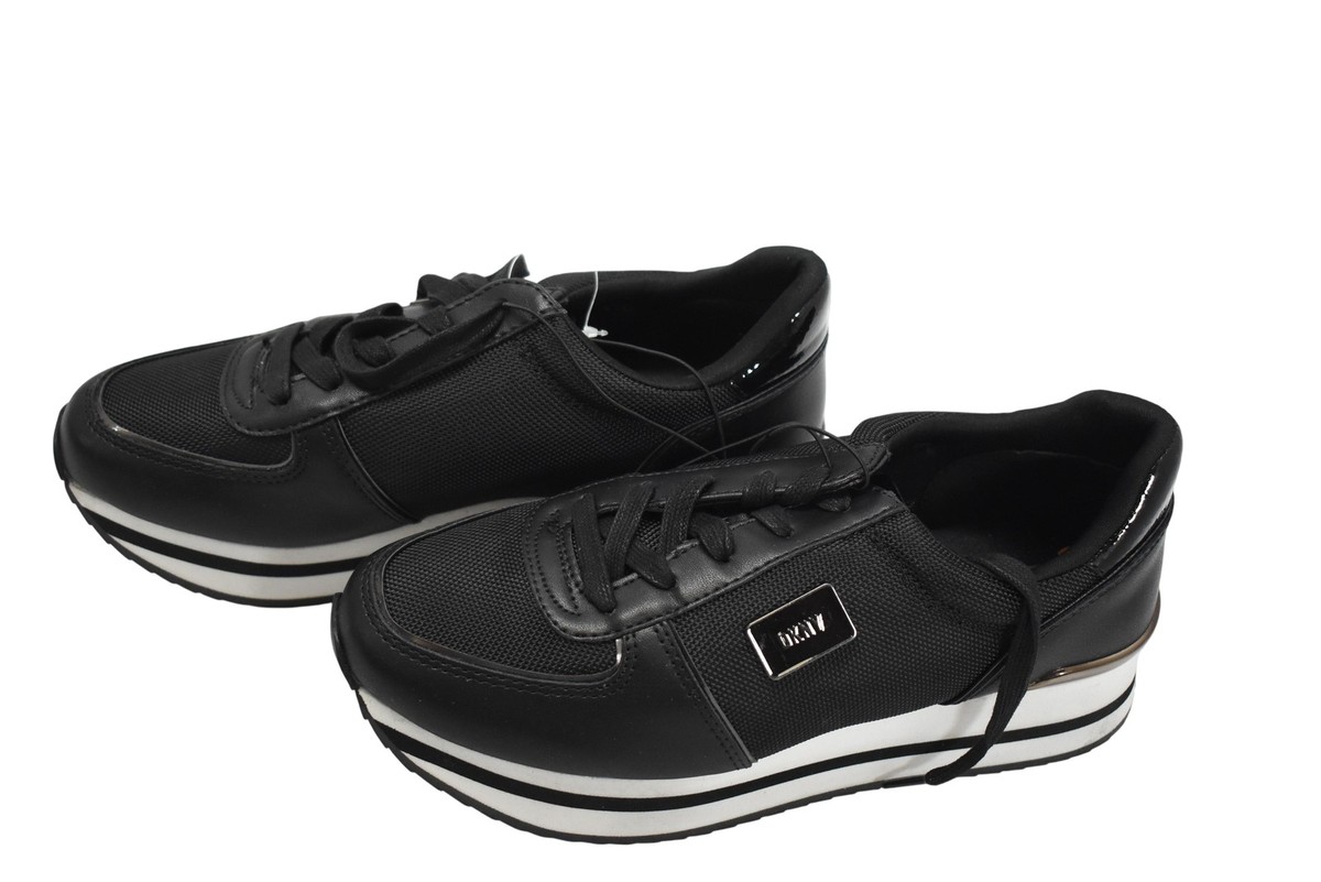 DKNY Shoes Womens Size 7.5 Black Platform Lace Up Sneaker Mesh
