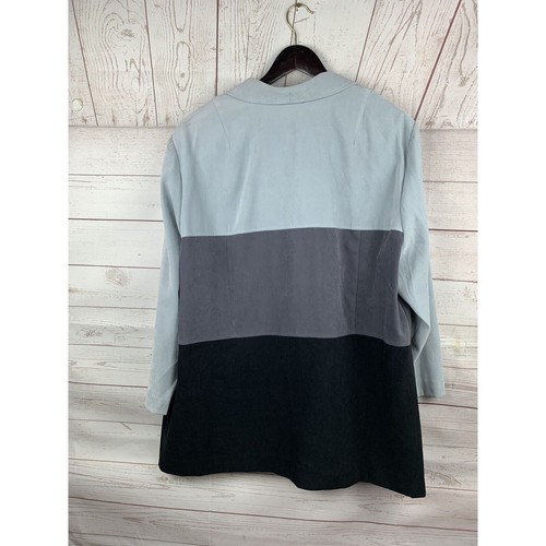 Lord and Taylor jacket Womens plus size 18W Colorblock Black Gray Button front - Picture 2 of 5
