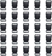 3/4 Inch, 25 Pack Black Plastic Side Release Buckle for Paracord Bracelets 3...
