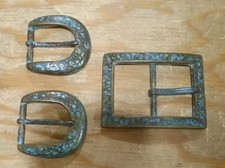 Vintage Brass And Glazed Belt Buckle With Matching D-ring