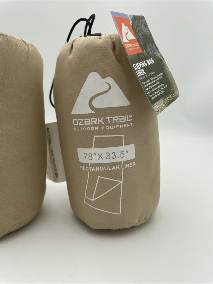 Paquete de 2 - Saco de dormir de camping Ozark Trail rectangular con forro BEIGE 78x33,5"  Foto 4 de 4