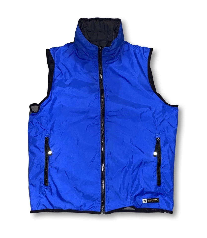 VTG Nautica Competition Reversible Vest Men's Large Blue Grey Fleece Full Zip - Image 2 of 4