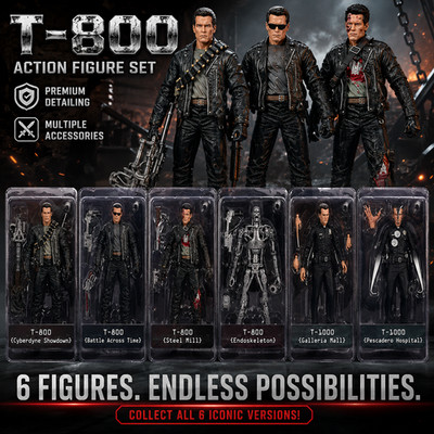 NECA Terminator 2 Action Figure T-800, T-1000, Endoskeleton 7in Collectible Toy