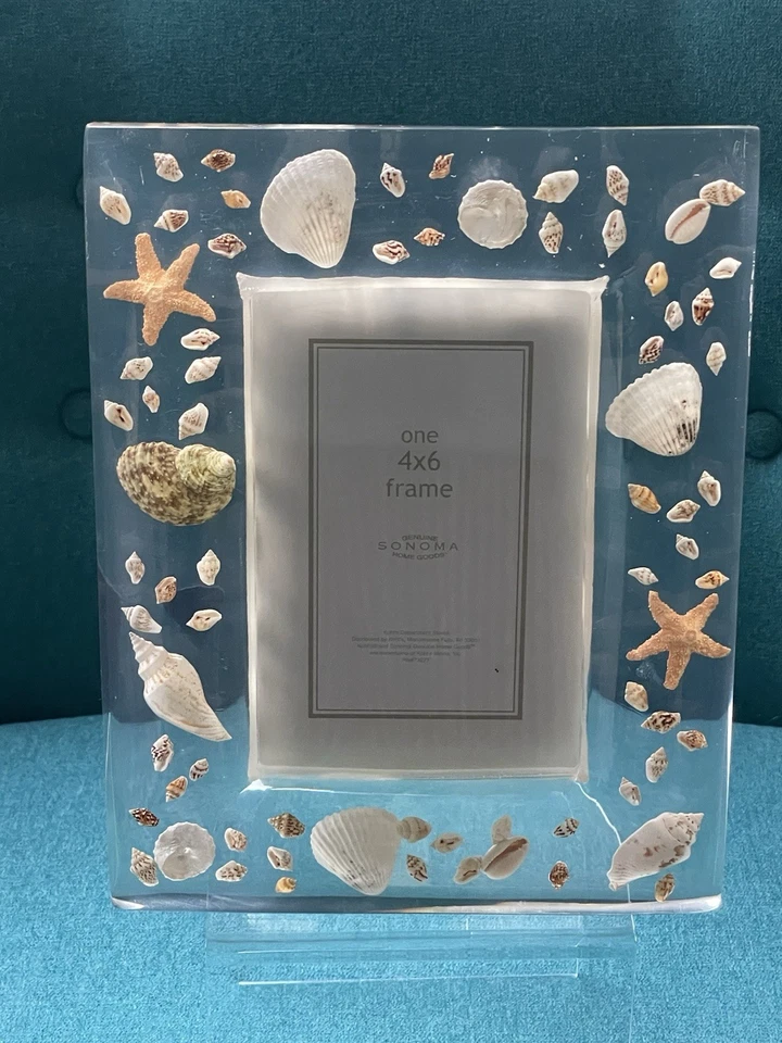 Marco acrílico Seashell Lucite 4x6 océano playa casa vida marina para fotografía Foto 3 de 4