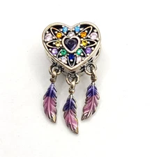KUNSIR 925 Sterling Silver Heart Dream Catcher Bead Charm For Bracelet DIY Charm