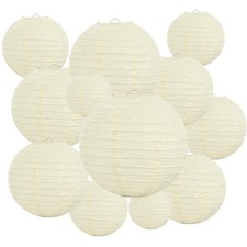 Zankubom 20Pcs Cream Paper Lanterns For Parties 6 8 10 12 Chinese Asian Hanging