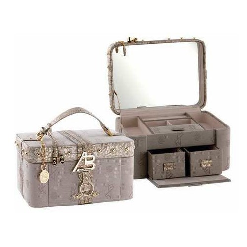 AB Collezioni Ladies Delices Fabric Jewellery Case With Mirror Great Gift Idea - Picture 1 of 1