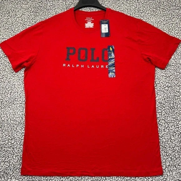 Polo Ralph Lauren Shirt Men Extra Large Red Short Sleeve Crew Neck Cotton New XL