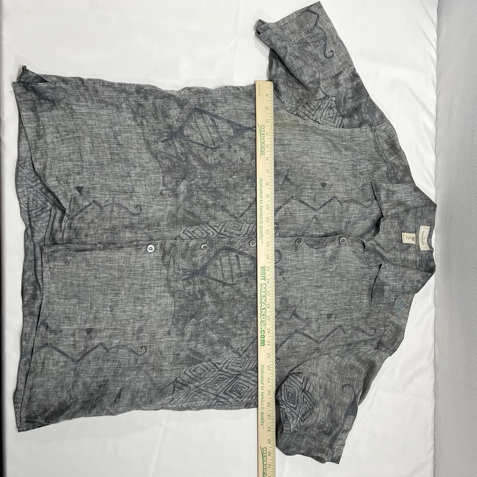 Ermenegildo Zegna Men’s L Button Up Shirt Gray 100% Linen Aztec - Stain - Image 4 of 4