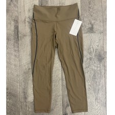 Athleta Interval Stash Tipped Lasercut 7/8 Tight Brown Leggings Womens Small NEW
