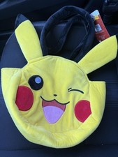 Pokemon Pikachu Plush Tote Bag Yellow Padded Face Ears Handbag NWT Soft