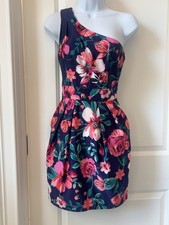 Eliza J Navy Floral One-Shoulder Dress Size 2