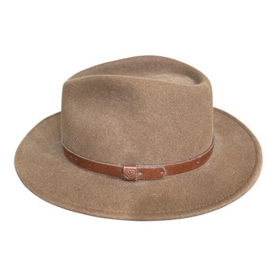 Brixton Messer Brown Wool Fedora Hat 7 1/2 Large Brown Band Camping Hiking