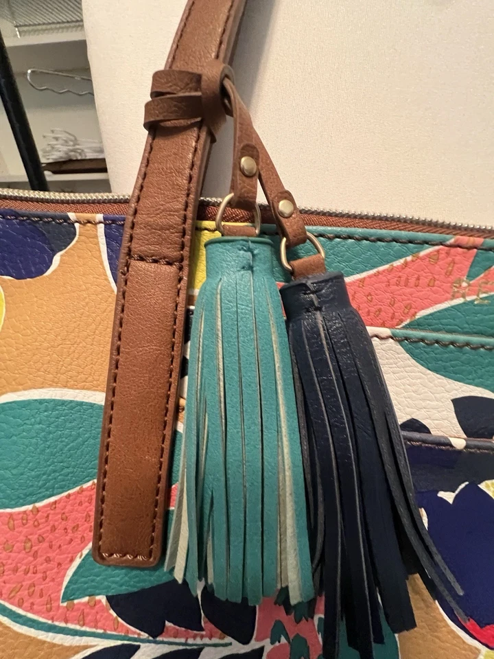 🌞Reliquia 'You Are My Sunshine' Bolso de Hombro Cartera Coloridas Borlas Florales Foto 3 de 4