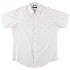 Vintage Van Heusen all-over print short-sleeved polycotton shirt size L men's 