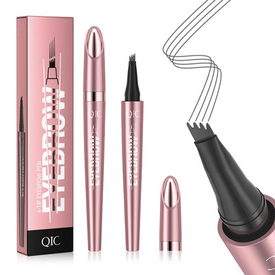 QIC 4-Tip Microblading Eyebrow Pen, Waterproof Brow Marker for Hair-Like Strokes