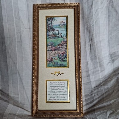 ''The Miracle Of Marriage''Wall Hanging Décor Gold Frame 7.5''x 17.5''