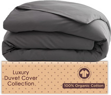 Organic King Duvet Cover - Soft Smoke Grey, GOTS Certified, Machine Washable