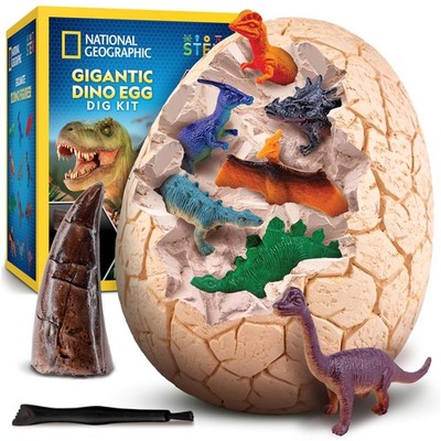 National Geographic Jumbo Dinosaur Egg Dig Kit 12 Dino Figures T Rex Tooth
